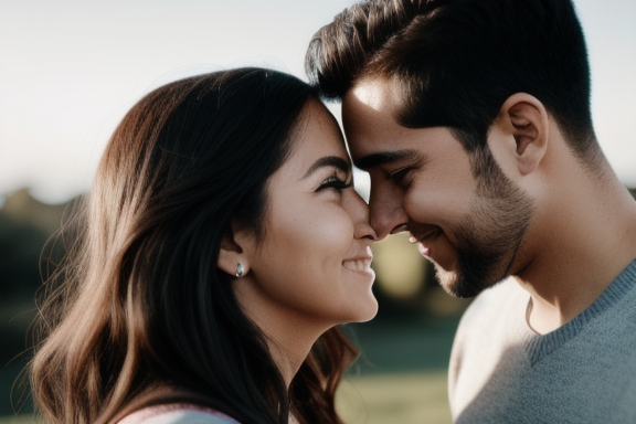 Casal segurando as mãos e olhando nos olhos um do outro