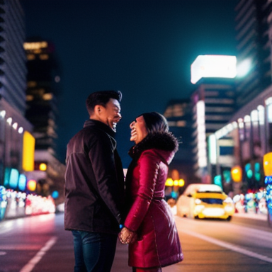 Casal explorando uma cidade juntos