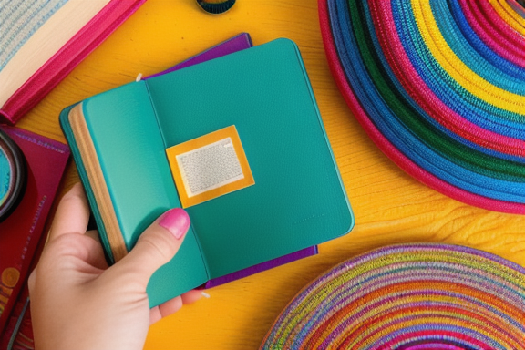 Person holding a book surrounded by various objects representing different interests and hobbies